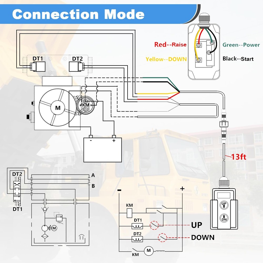 4 Wire Dump Trailer Remote Control Switch 12V DC Up Down Switch for Double Ac...