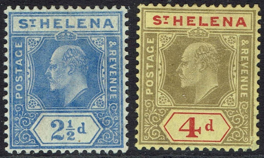 ST HELENA 1908 KEVII 2½D AND 4D