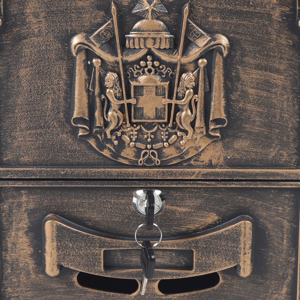 European Retro Wall-Mounted Mailbox with Lock and Viewing Windows
