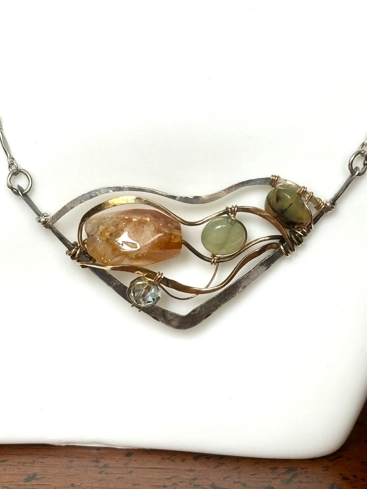 Gemstone Wedge Necklace 83015N