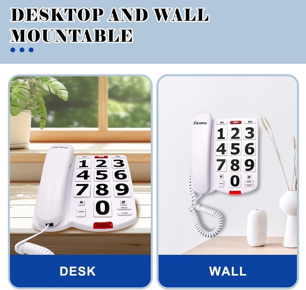 Excelltel Big Button Phone EX-LD-265 Adjustability Features, One-Touch Dialing