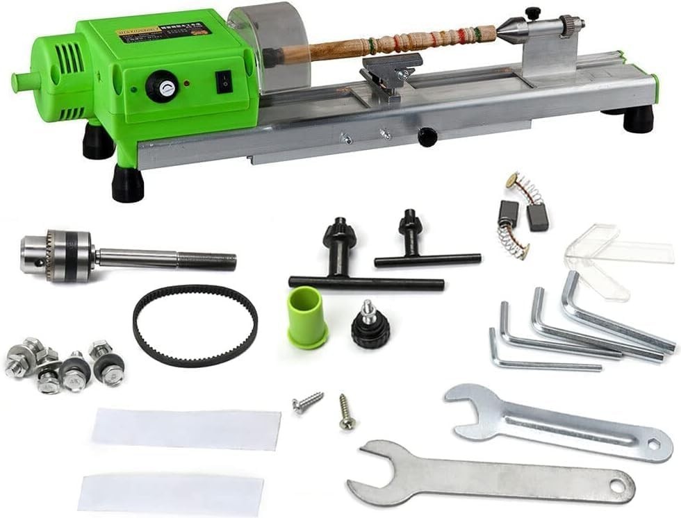 Compact Mini Wood Lathe with Variable Speed Control - Perfect for DIY Crafts