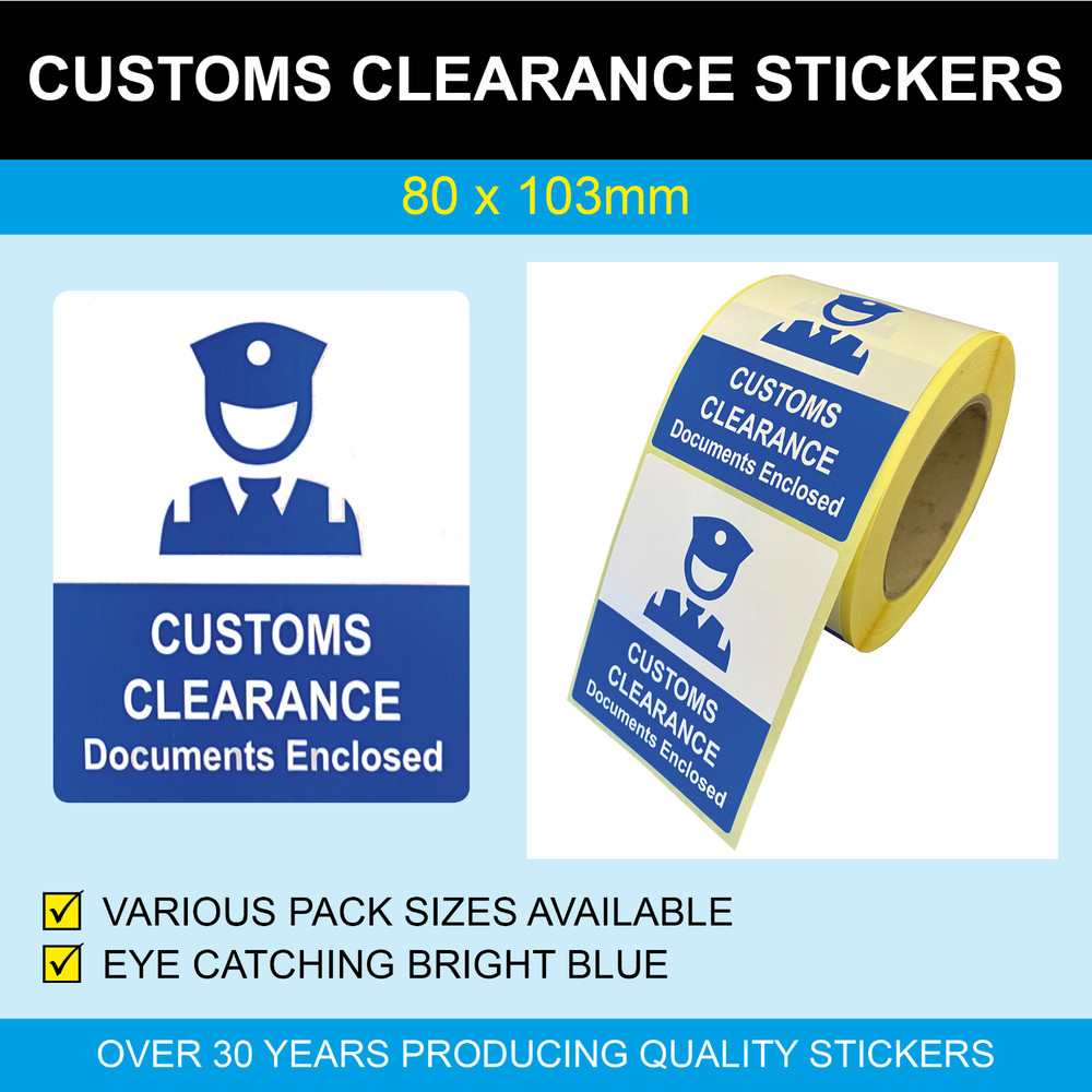 Customs Clearance Documents Enclosed Stickers / Labels 103 x 80mm