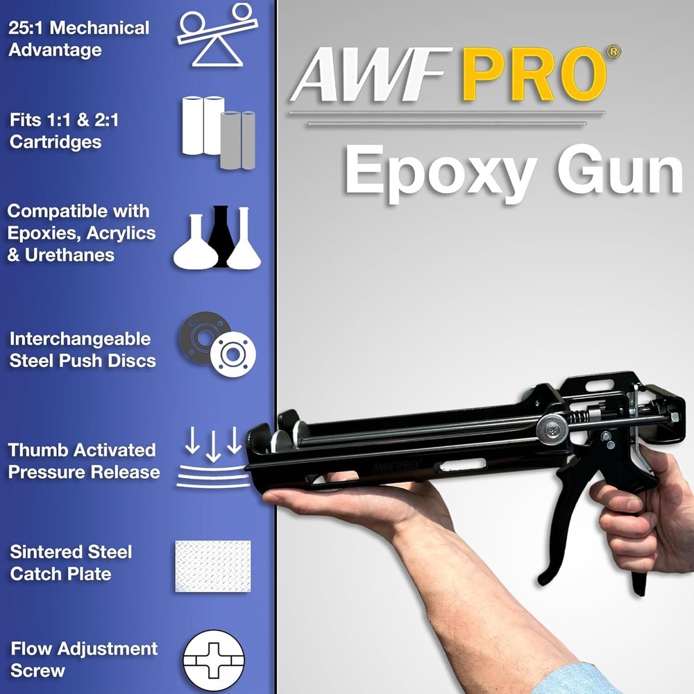 AWF PRO Extended-Set Two-Component Epoxy 20.2 oz, Applicator Gun Included