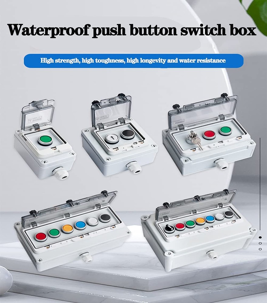 Stop Button with Box Stop Switch with Plastic Box e-Stop Button Box Push Butt...