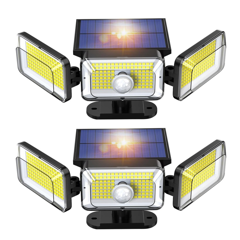 2 Pack LED Motion Sensor Solar Lights ,Outdoor IP65 Waterproof Security Lamp