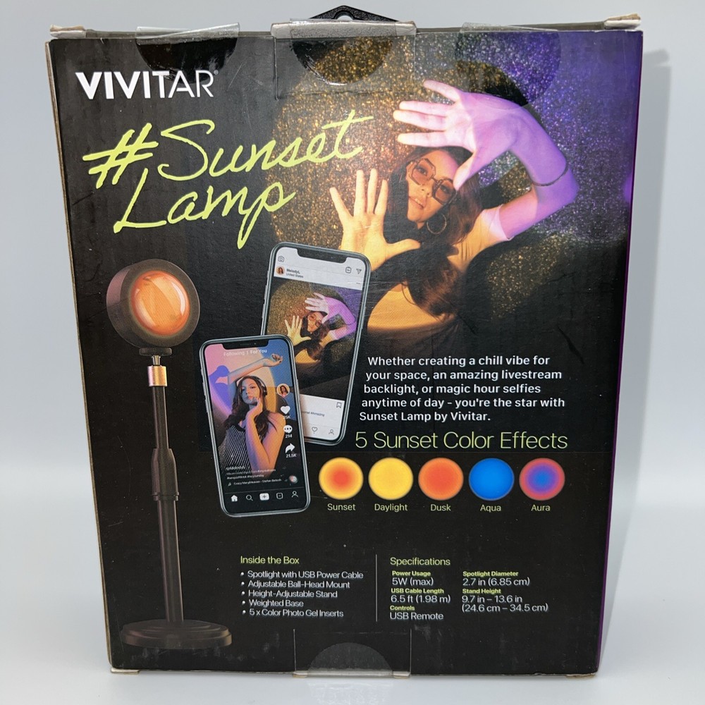 Vivitar Sunset Projector LED Light USB Sunset Lamp Projector Adjustable Angle
