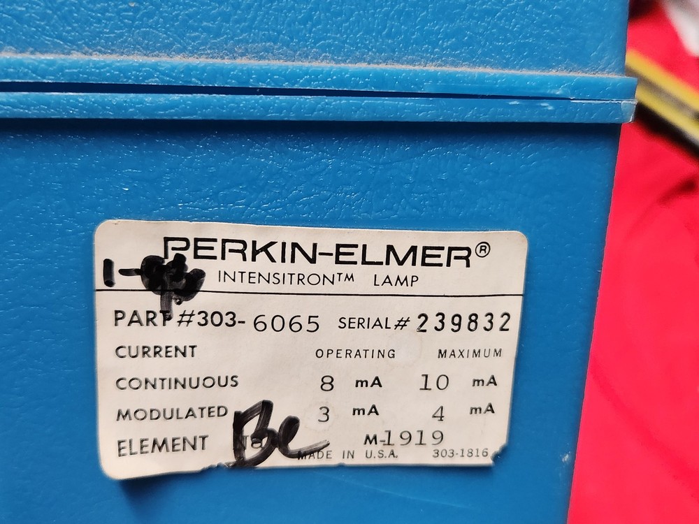 PERKIN ELMER INTENSITRON Lamp Be Cathode spectrometer 02w6