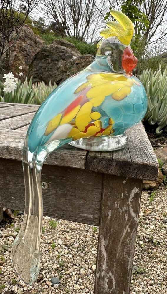 Colorful Glass Parrot Murano Style