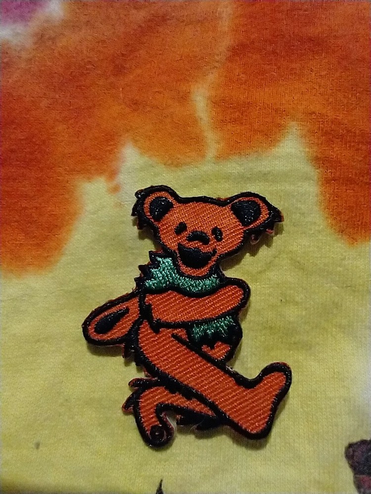 Grateful Dead Orange Dancing Bear 2 x 1.5 Inch Iron On Patch