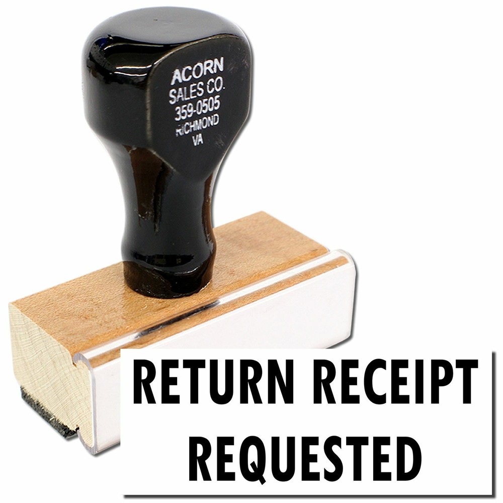 Large Return Receipt Requested Rubber Stamp Size 7/8" Tall x 2-1/4" Wide