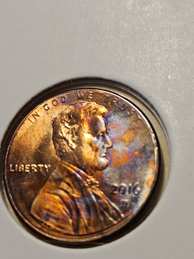 2016 D Lincoln Shield cent- Rainbow Toned- see pics