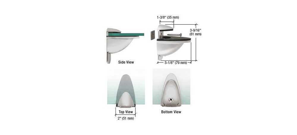CRL DL661SC Satin Chrome Heavy-Duty Adjustable Shelf Bracket