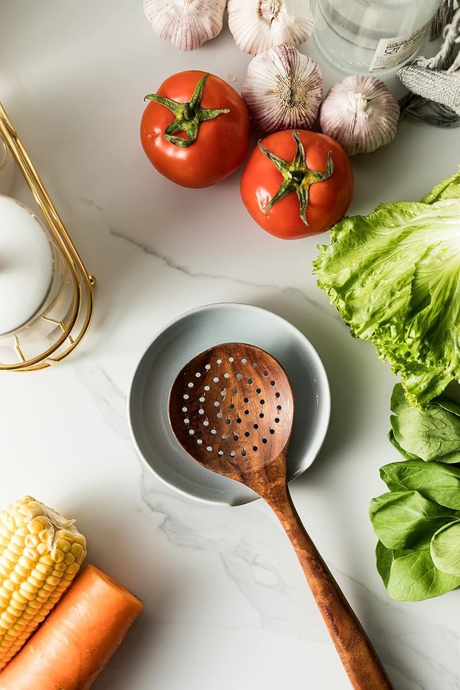 Ceramic Spoon Rest for Kitchen Counter, Holder Light Gray