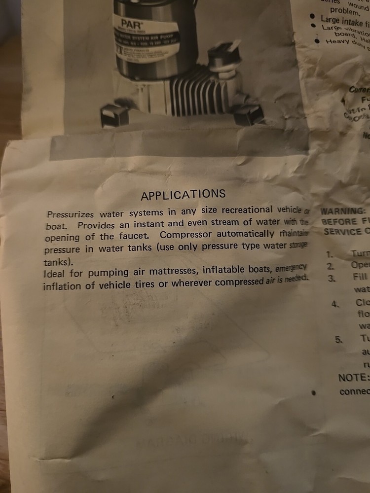 JABSCO PAR 17510-0000 Automatic Pressurizing Water System Air Pump NEW