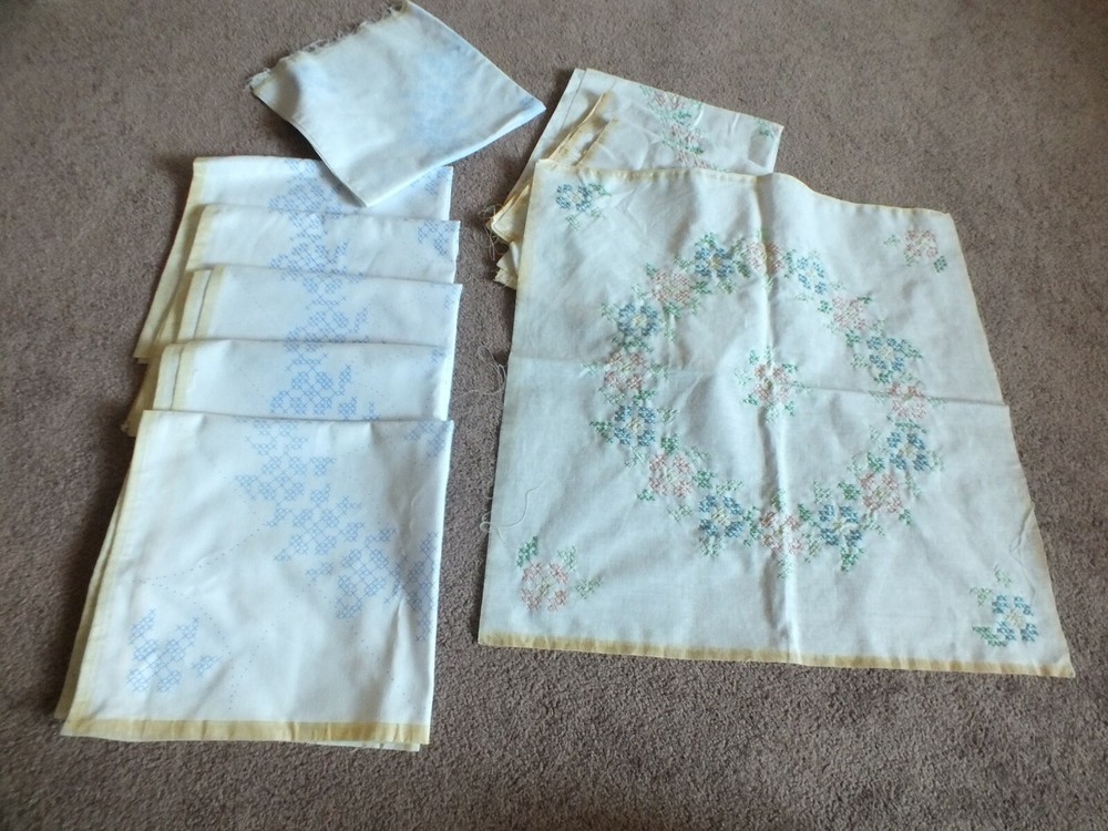 Cross Stitch Panels Set 10 With 6 unworked and 4 started 18" Panel Slight Fading