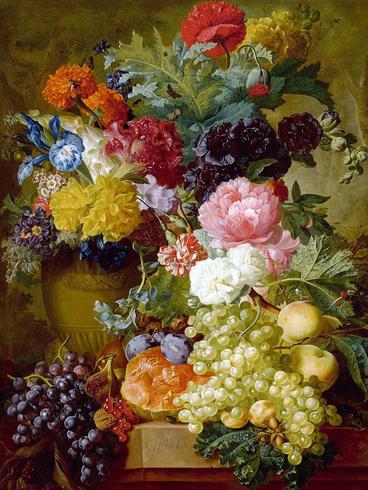 FLOWERS FRUIT by G. van Os nut Tile Mural Kitchen Wall Backsplash Marble Ceramic
