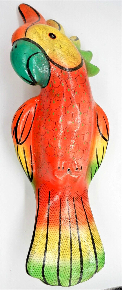 Large Hanging Perched Pottery Parrot 19" Long