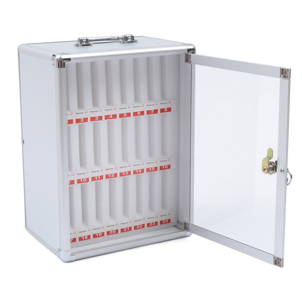 Wall Mount Cell Phone Storage Cabinet 24 Slots Pocket Chart Desktop Lockable