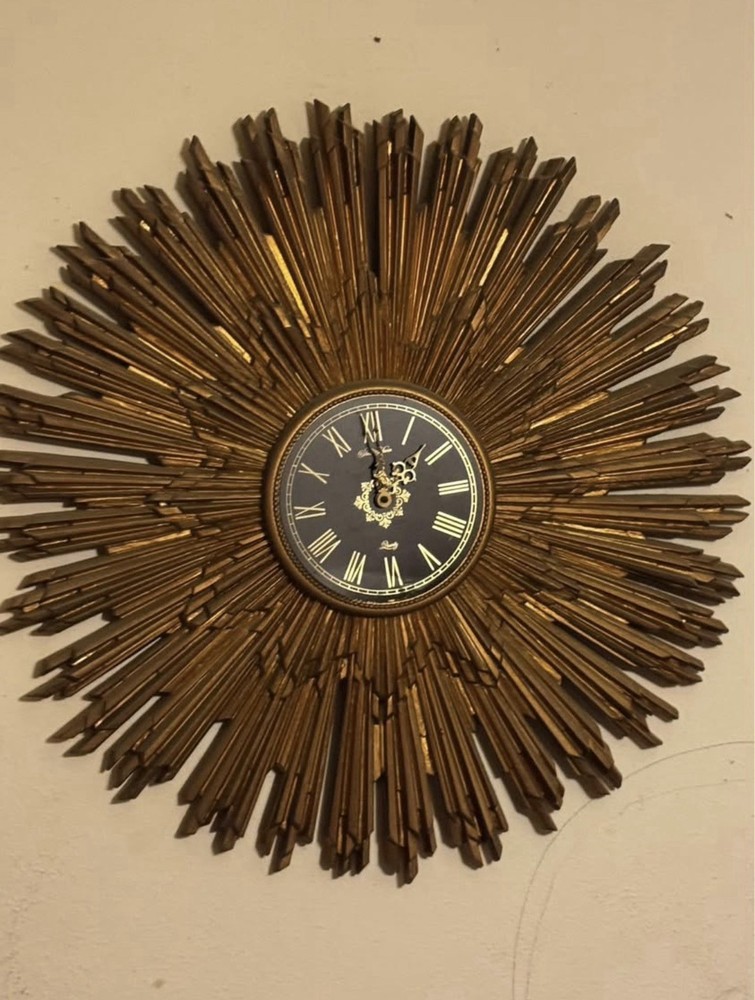 New Haven Vintage Mid-Century Modern Sunburst Wall Clock