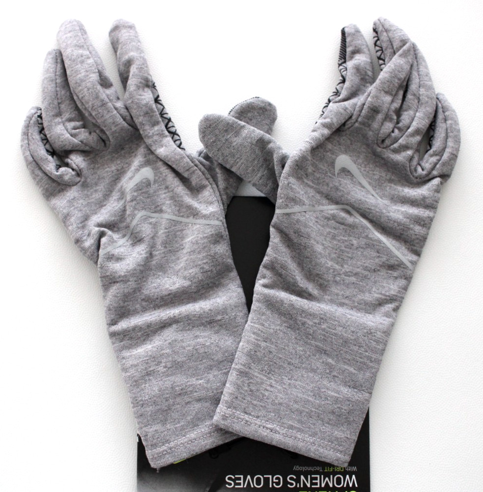 Nike Sphere Running Gloves Women's Medium Dri-Fit Grey/Silver