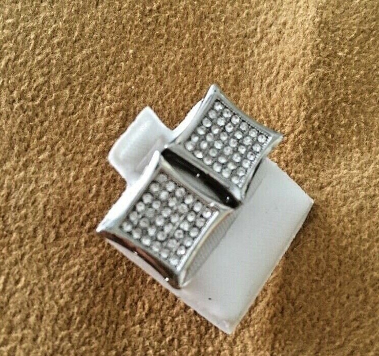 Sterling Silver .925 Square CZ Pave Earrings