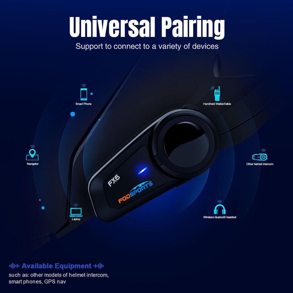 4x FX6 Motorcycle Bluetooth Headset Helmet Intercom 6 Riders Group Communication