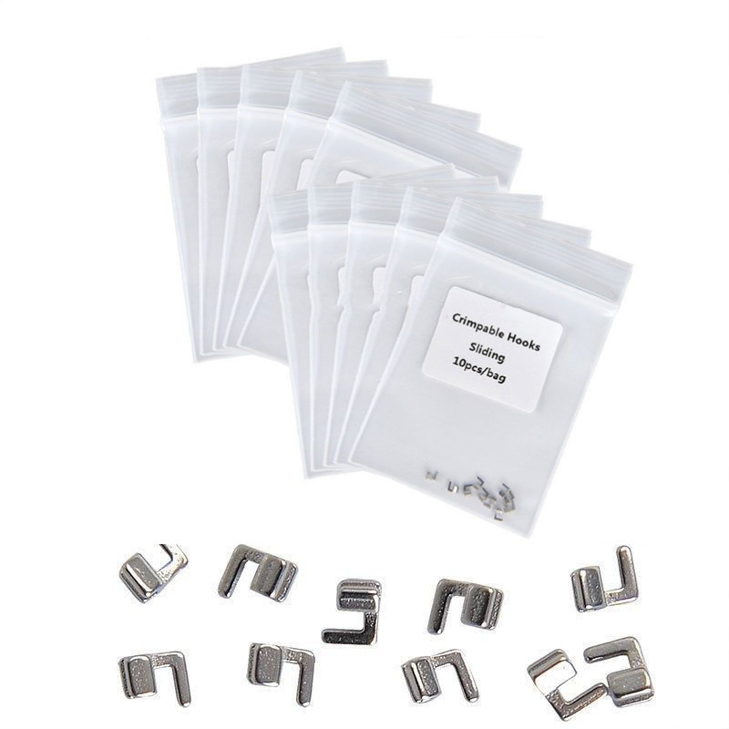 100 Pc Dental Orthodontic Sliding Crimpable Hooks Long Right/Left Bi-Birectional
