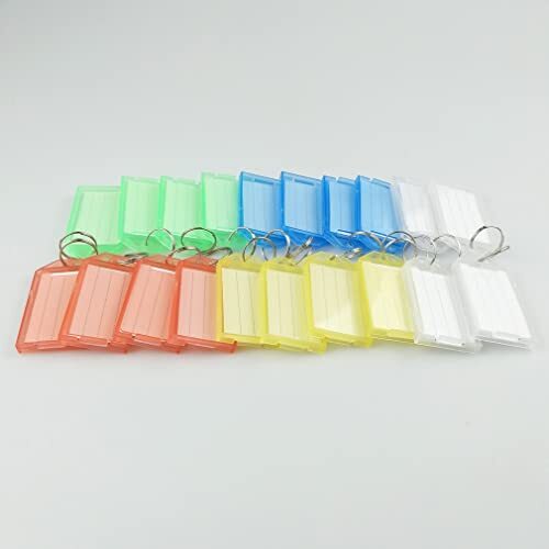 20 Pack Key Ring Tags Key Chains Key Tags with Labels Tough Plastic Key Tags