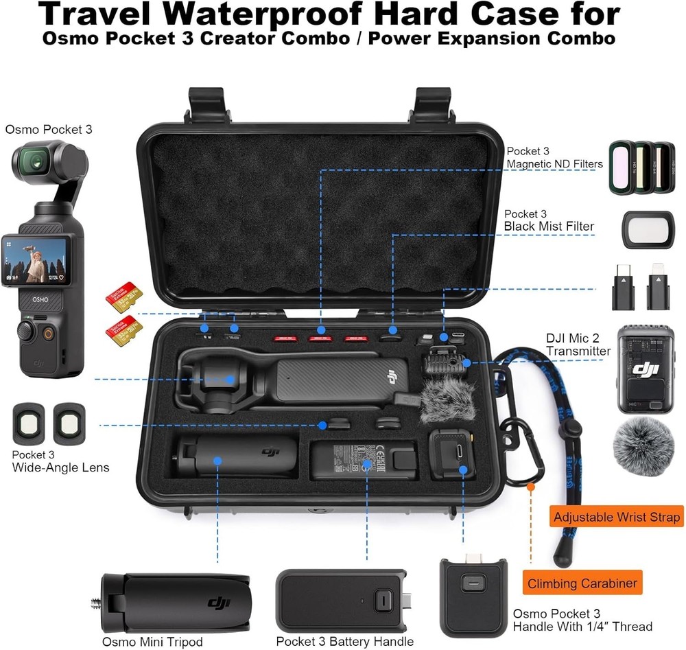 Protective Hard Case for DJI Pocket 3 Combo Accessories