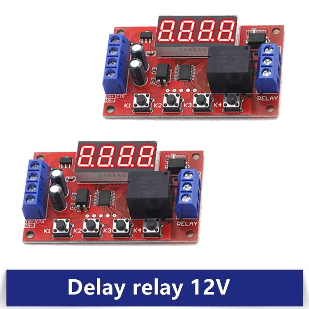 2pcs DC 12V 10A Adjustable Time Delay Relay Module LED Digital Timer Switch