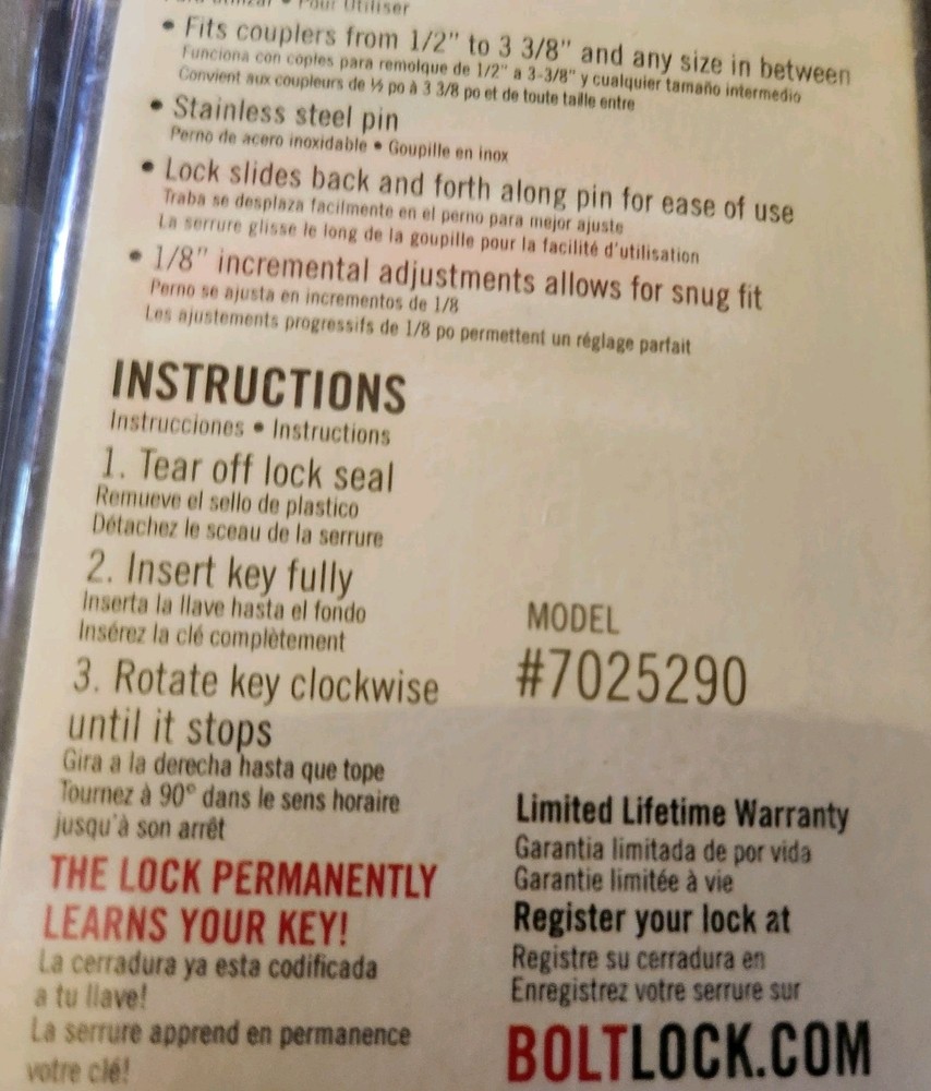 BOLT Lock 7025290 Coupler Pin Lock