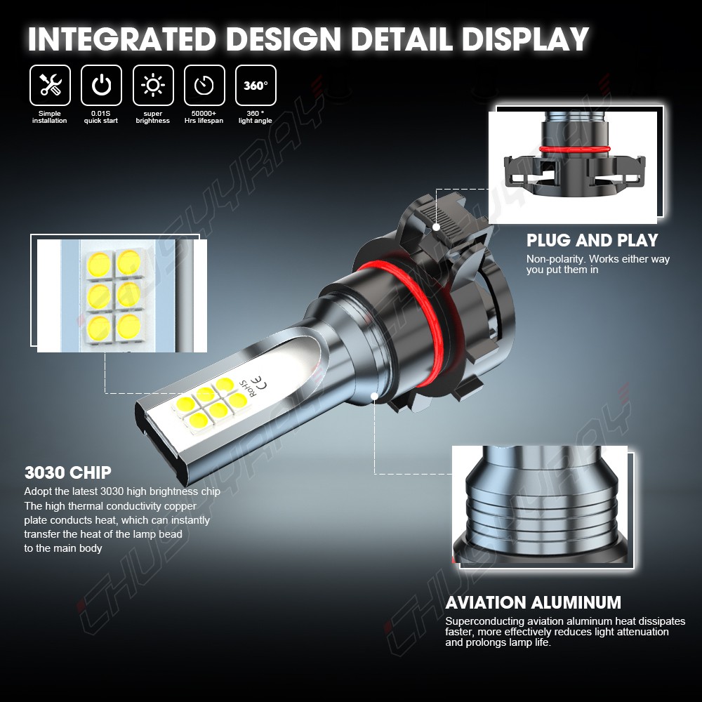 For Jeep Wrangler 2010-2024 LED Headlight High Low Beam Fog Light Bulbs Combo