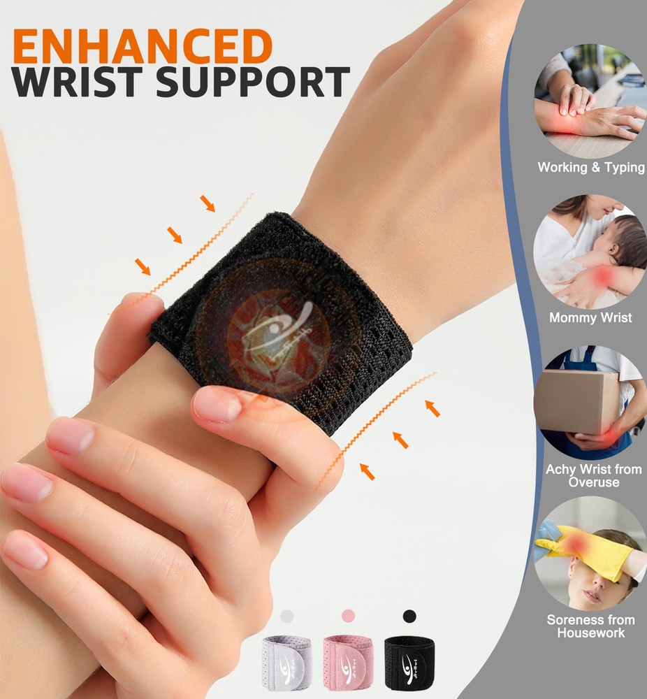 HiRui Wrist Compression Wraps, Brace Support for Small, Black