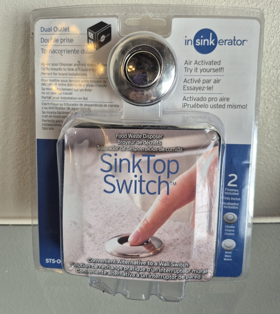 InSinkErator STS-OOSN SinkTop Chrome or White Button Dual Outlet Switch