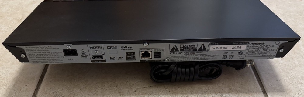 Panasonic Blu-ray Disc Player with Remote DMP-BDT230 Tested