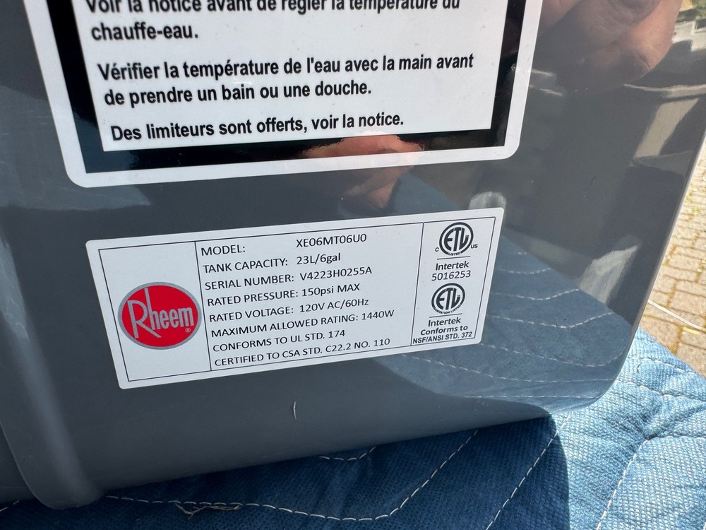 Rheem 6 Gal. 120-Volt Plug-In MiniTank Point of Use Electric Water Heater