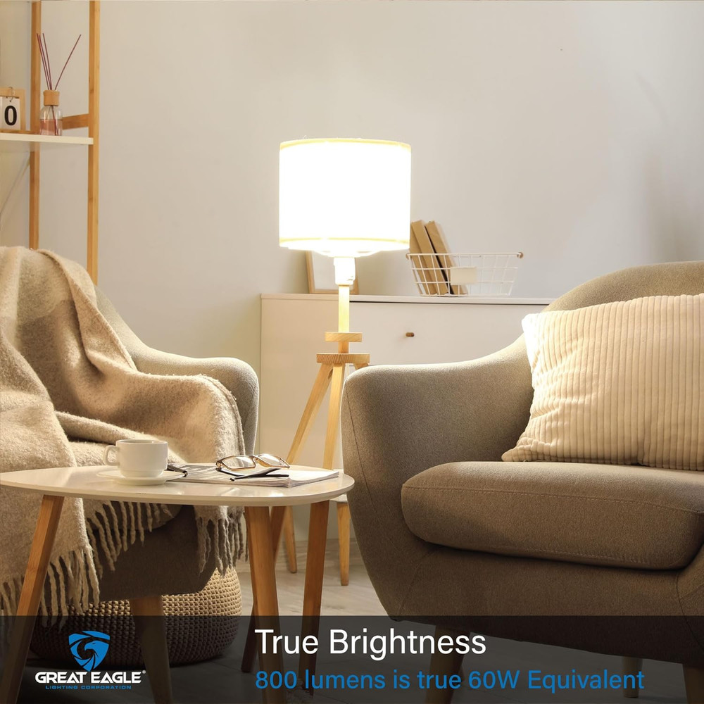 Great Eagle A19 LED Light Bulbs 60 Watt Equivalent - UL Listed - Soft White 3000