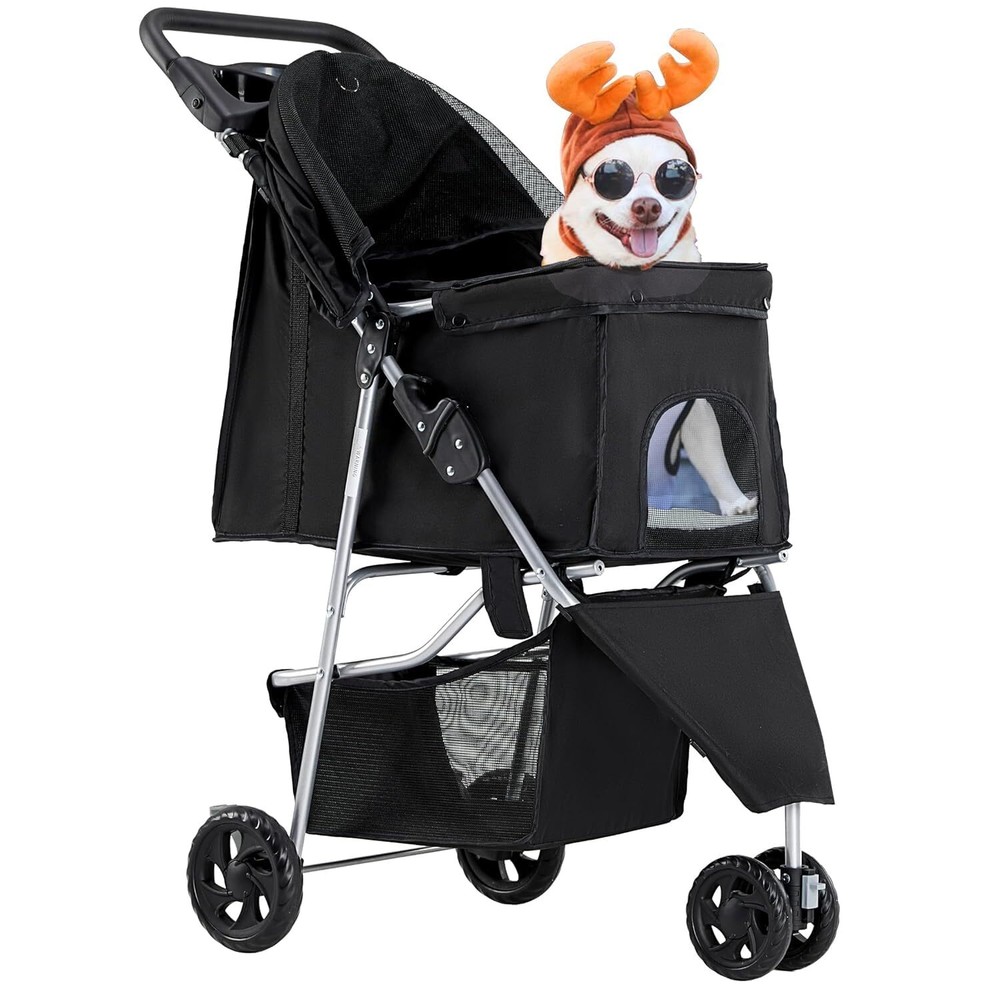 Compact Foldable Pet Stroller for Small to Medium Dogs & Cats
