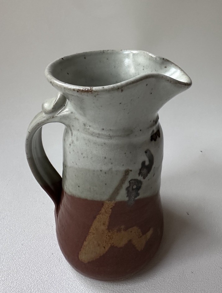 Signed Studio Pottery Hand Thrown And Painted Pitcher 6” Tall -T07