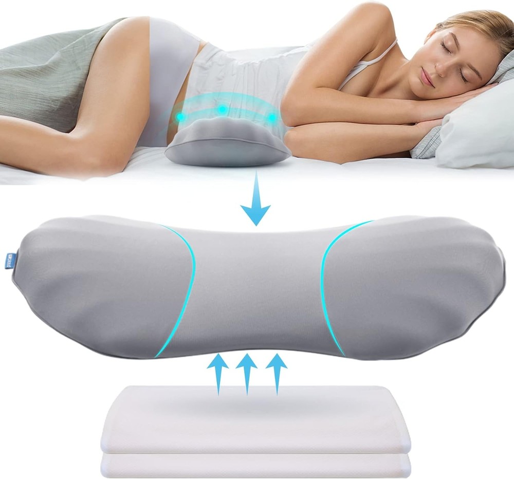 RESTCLOUD Adjustable Lumbar Support Includes 2 removable pads, Moon Grey