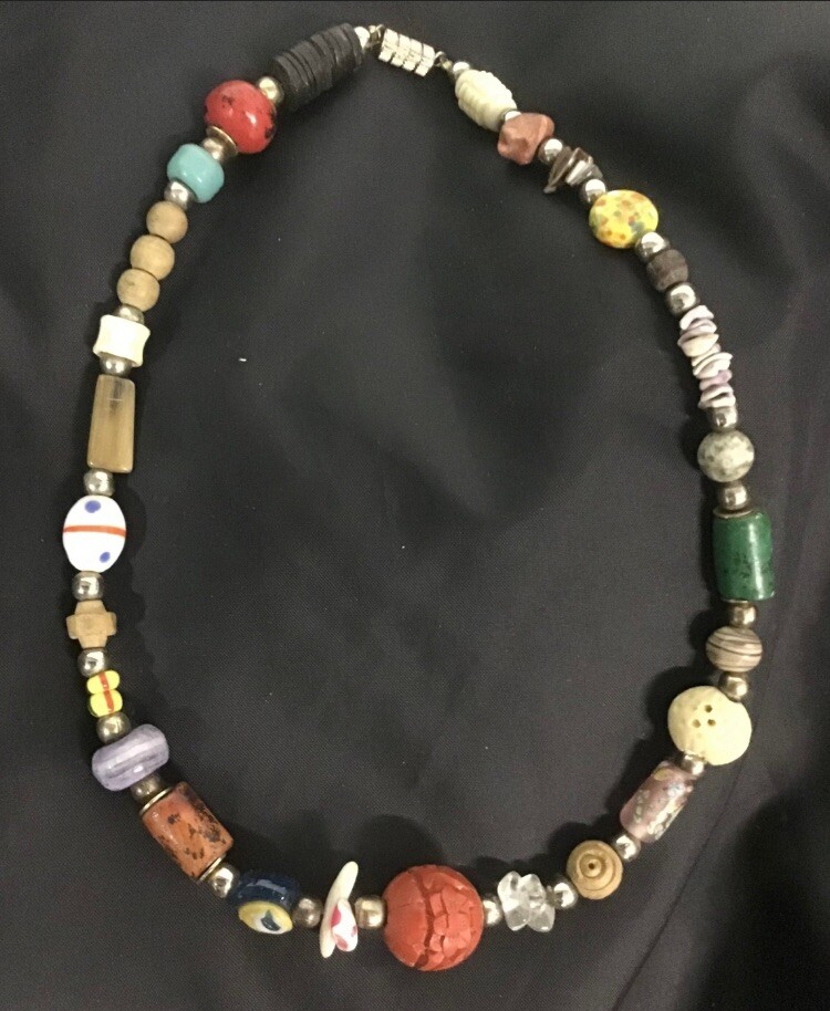 Vintage Multi Materials Beaded Choker Necklace