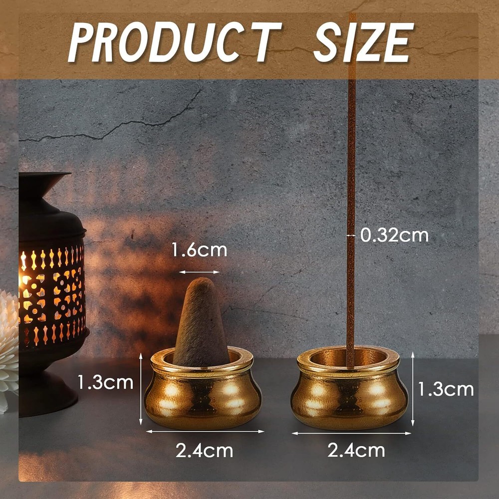 6 Pcs Incense Burner Holder Mini Cone Stick Brass Gold