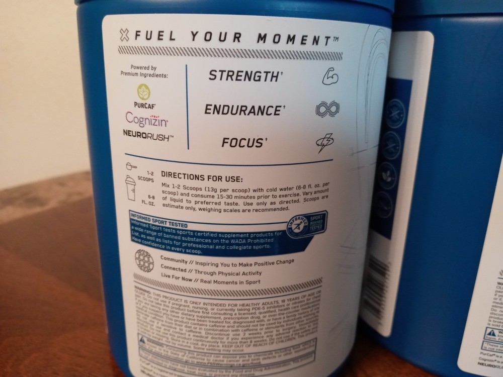 AN Performance Pre Workout Energy Drink/Blue Raspberry X2- 60 Servings/SEALED!