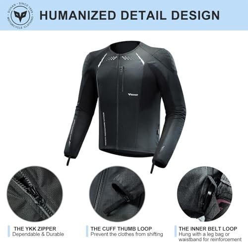 Motorcycle Shirt Mesh Motorcycle Jacket Men with CE Level 2 Armor Medium Black