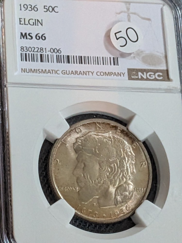 1936 NGC MS66 Elgin Commemorative Half Dollar Great Luster
