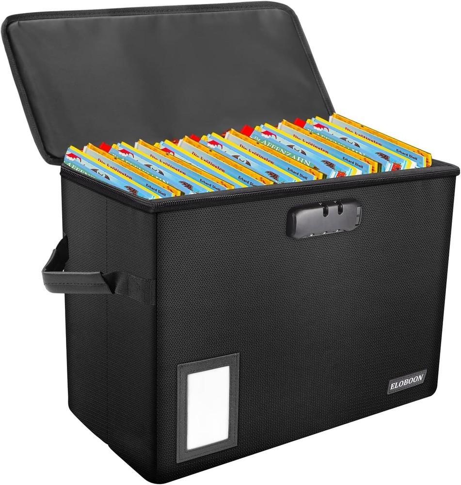 Comic Book Storage Box, Fireproof & Water-Resistant Comic Book Box with Lock and