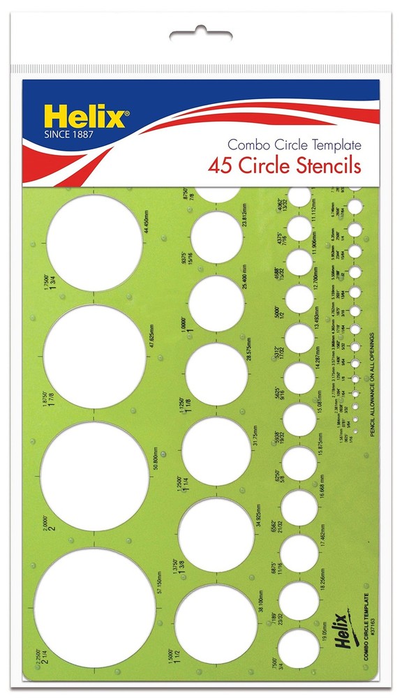 Helix - Combo Circle Plastic Drawing Template - Essential Drafting Tool for P...