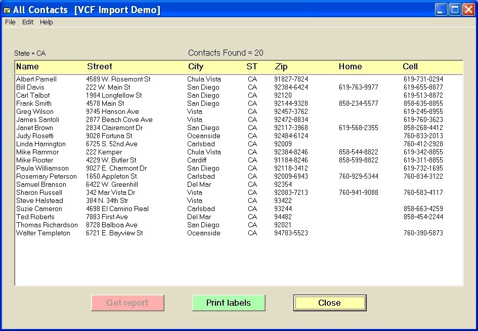 Software prints mailing labels. Home/Office Mass mailing, mail list Address book