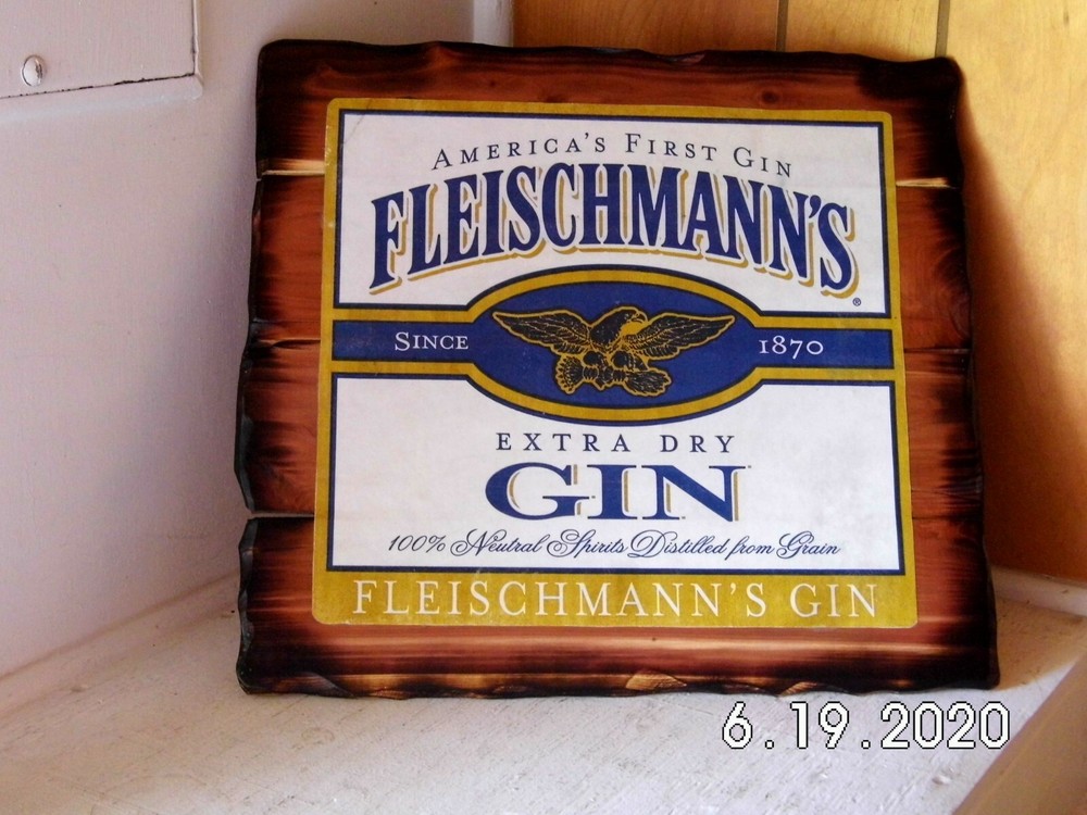 Handmade Rustic Cedar Fleischmann's Extra Dry Gin Sign 2020